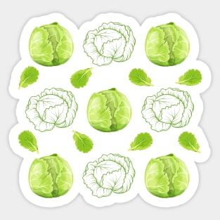 Cabbage Pattern | Botanical Art | Green Vegetables | Gifts for Plant Lovers | Gifts for Vegetarians Sticker